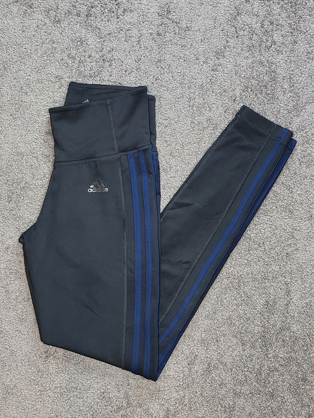 Black Adidas Leggings Blue Stripes